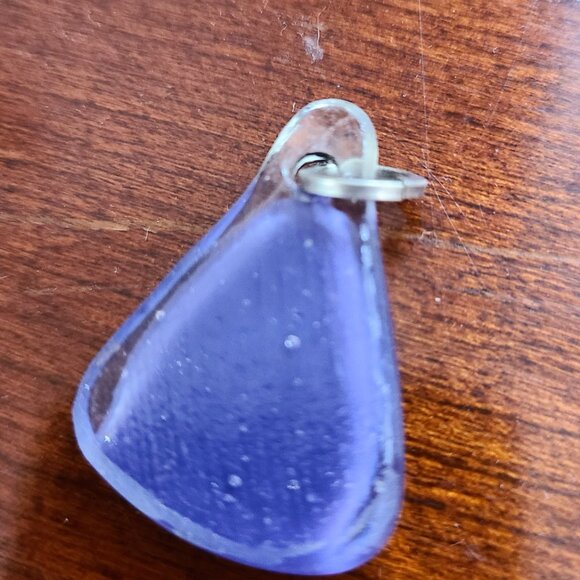 Fused Dichroic Glass Pendant in Purple plus Pink Blue Gold - Picture 4 of 4